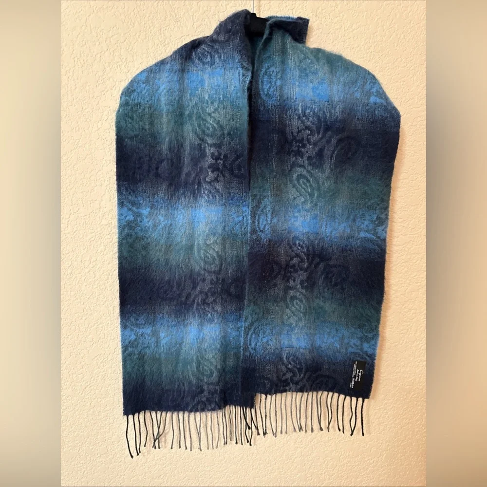 Cejon Scarf Blue Floral Paisley Wrap 11.5